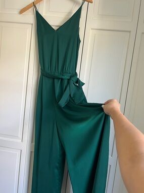 H&M Emerald Green Sleeveless Jumpsuit with Waist Tie
